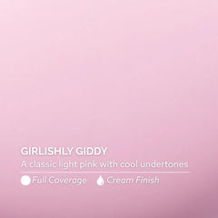 Close-up of Girlishly Giddy cream finish showing smooth texture and full coverage benefit true color
