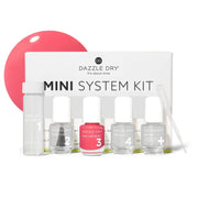 Dazzle Dry mini kit flatlay showing five-piece set for quick portable manicures