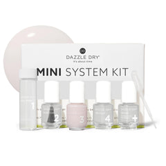 Dazzle Dry front packaging showing compact 5-piece mini kit benefit quick sampling