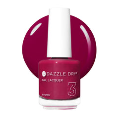 Dazzle Dry front bottle showing Raspberry Rush shade and brand logo for easy identification