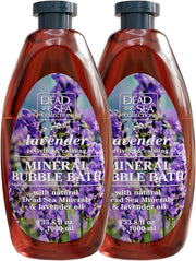 Dead Sea Collection front packaging showing lavender bubble bath benefits
