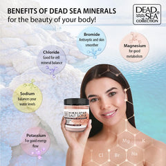 Dead Sea Collection open jar with scoop illustrating easy application benefit