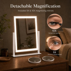 DECADENCE 10X magnifier attached showing precise lash and eyeliner benefit for detail work