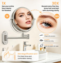 DECLUTTR close-up of 30X magnified surface helping precise makeup and brow work