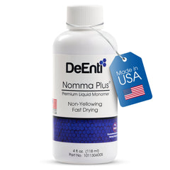 DeEnti Nomma Plus front bottle showing clear liquid and 4oz capacity for easy use