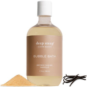 Deep Steep bottle front view showing brown sugar vanilla scent and calming benefit