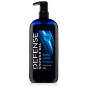 Defense Soap front 32oz bottle showing label and pump for convenient use