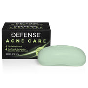 Defense Soap front packaging showing medicated acne bar and benefits