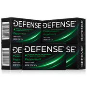 Defense Soap front packaging showing five peppermint bars and clear branding for reliable supply