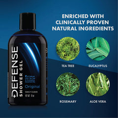 Defense Soap pour of gel texture demonstrating rich lathering properties