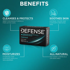 Defense Soap close-up texture of oatmeal bar showing exfoliating grain and gentle cleanse