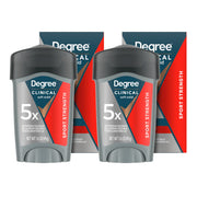 Degree Clinical front packaging showing two 1.6 oz sticks and bold protection