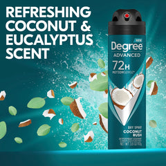 Degree Coconut Rush spray in action delivering instant-dry protection