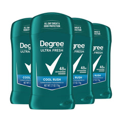 Degree Cool Rush front packaging showing four sticks and clear branding for reliable protection