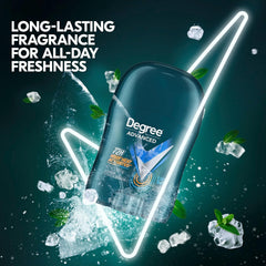 Degree mini open stick in hand demonstrating quick twist-up use for on-the-go freshness