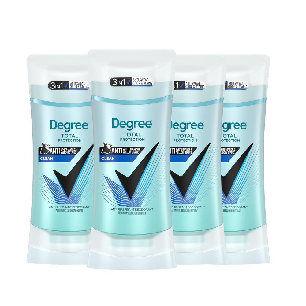 Degree Pure Clean front packaging showing 4-stick pack and convenience