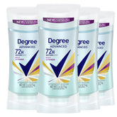 Degree front packaging showing 4-pack and 72-hour protection benefit