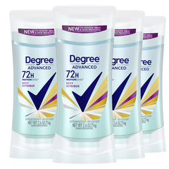Degree front packaging showing 4-pack and 72-hour protection benefit