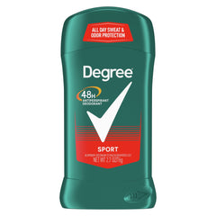 Degree sport stick front label showing product name and size for quick identification