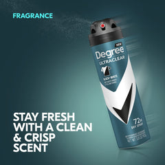 Degree UltraClear dry spray cloud demonstrating instantly dry feel