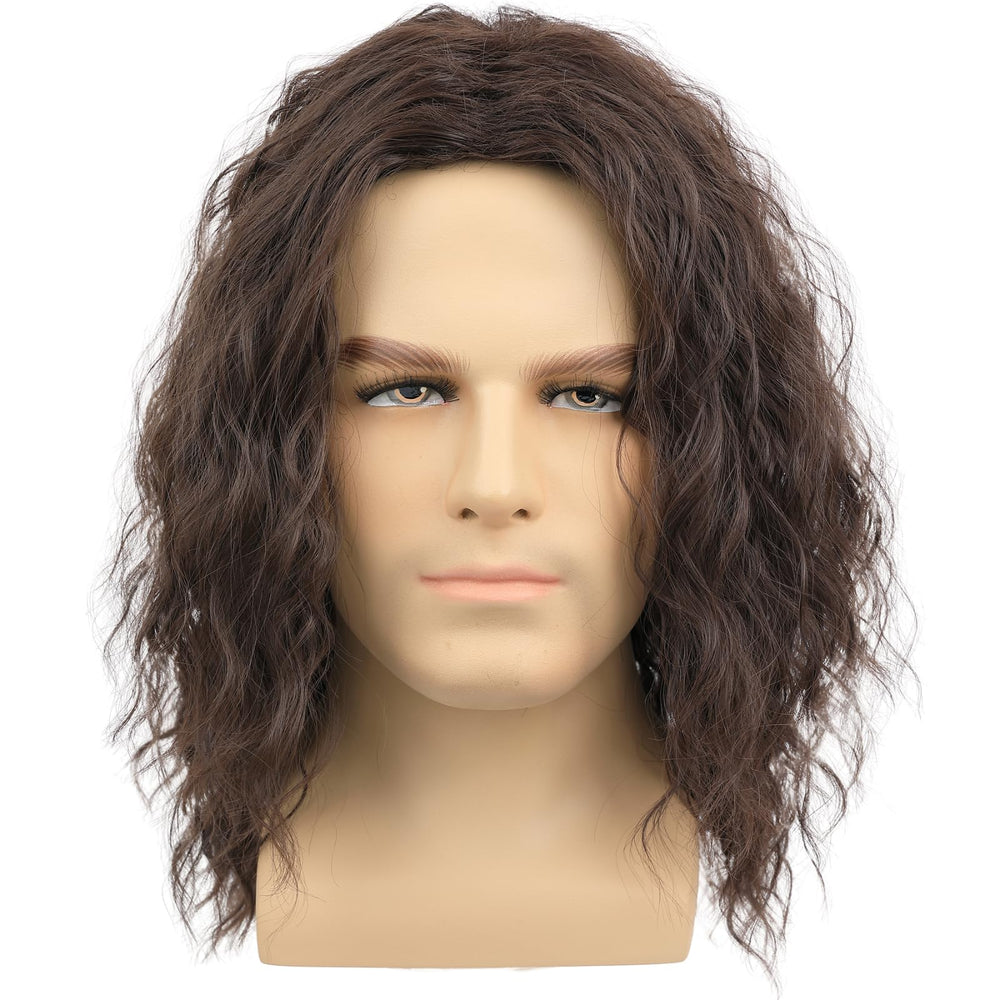 Deifor front view of brown wavy wig showing natural middle part and realistic look