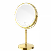 DEIOVWXS front view of illuminated vanity mirror showing metal frame and LEDs