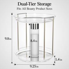 Delamu organizer holding tall skincare bottles to demonstrate high-capacity benefit
