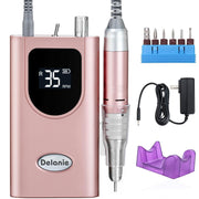 Delanie e-file front view showing rose gold finish and compact design benefit portability