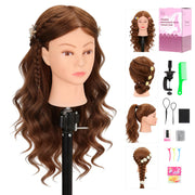 Demides front view mannequin head shows realistic hair for practice