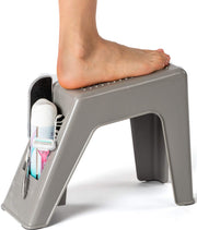 Demi's Home front view grey foot rest showing stable platform and compact design benefit