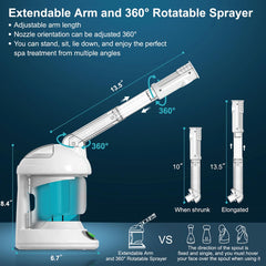 Denfany nozzle closeup releasing fine ionic steam for deeper pore penetration