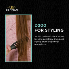 Denman D200 held in hand showing lightweight grip for better control