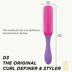 Denman close-up of rounded nylon bristles distributing product evenly