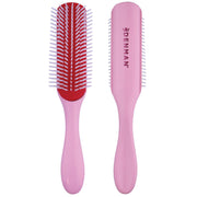 Denman D3 front view in Pink Crush showing ergonomic handle and 7 rows, boosts styling control