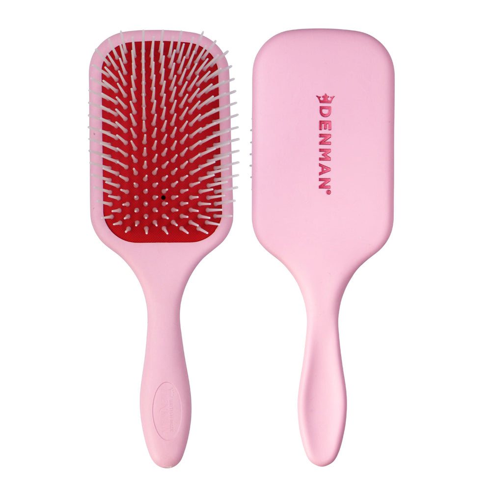 Denman D38 front view in Pink Crush showing full paddle and pins for efficient styling
