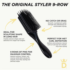 Denman D4 used with a hairdryer to stretch and define curls while speeding drying
