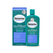 Denorex front packaging showing 10 fl oz bottle and medicated relief benefit