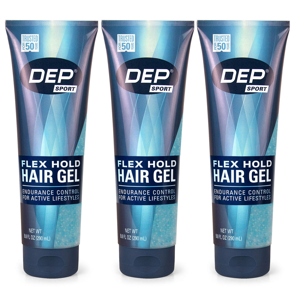 Dep gel front packaging showing strong hold and pack of three