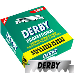 Derby blade loaded in straight razor holder demonstrating safe fit and performance
