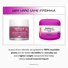 DERMA E being applied to damp skin demonstrating gentle exfoliation