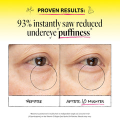 Derma E patches applied under eyes demonstrating comfortable, targeted fit