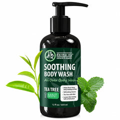 Derma-Nu front packaging showing tea tree oil body wash for fresh cleansing