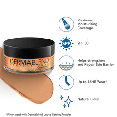 Dermablend 35W Tawny Beige swatch on skin showing true-to-shade benefit