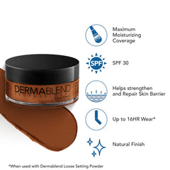 Dermablend swatch on arm in 75W Golden Brown showing true shade match benefit