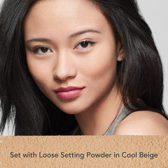 Dermablend powder on brush ready to set makeup for longwear benefit