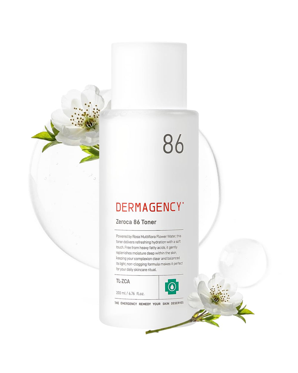 DERMAGENCY Zeroca 86 front bottle showing clean formulation and clarity