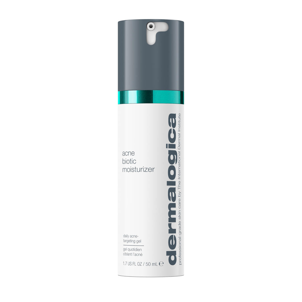 Dermalogica front packaging showing Acne Biotic moisturizer and clear labeling for quick identification