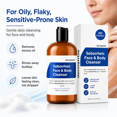 Dermgentle close-up texture on palm showing creamy gel consistency and gentle spreadability