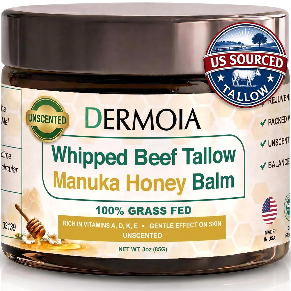 DERMOIA front jar showing unscented label and clear usage benefit