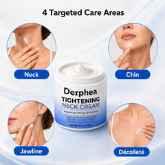DERPHEA application demo on neck showing upward massage for firmer-looking skin